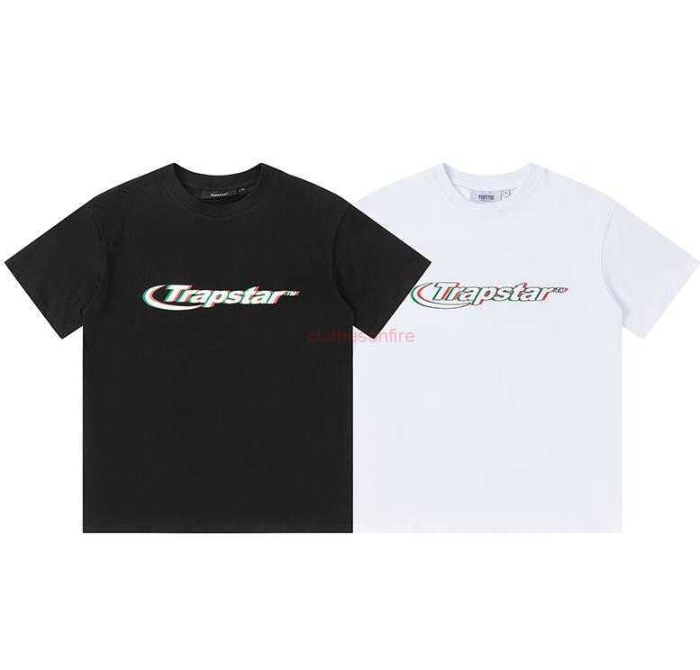 

Designer Fashion Clothing Tees Tsihrts Shirts Trapstar Phantom Letter Printing Short Sleeve Trendy High Street Loose Mens Womens Pure Cotton Round Neck Underlay Ts, Black
