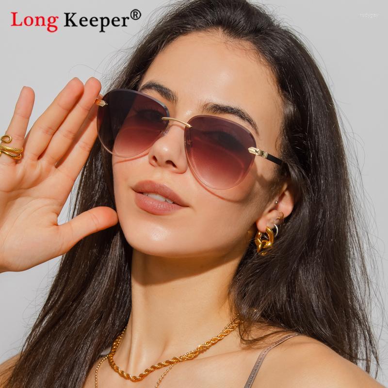 

Sunglasses Rimless For Men Metal Pilot Oval Frame Design Sun Glasses Women Female Fashion Retro Uv400 Shades Gafas