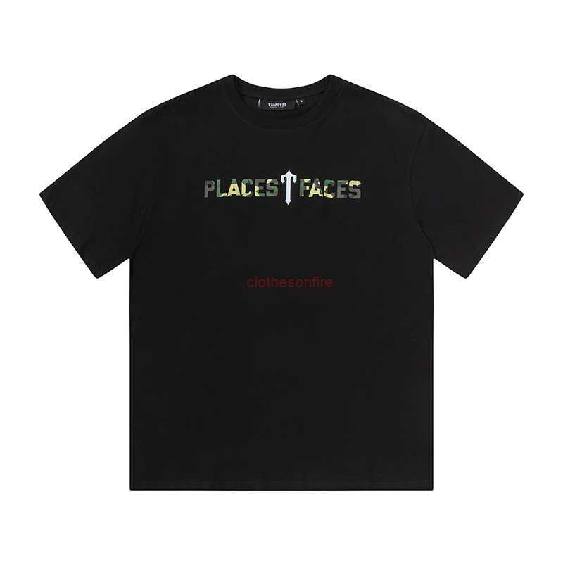

Designer Fashion Clothing Tees Tsihrts Shirts Trapstar Places Faces Cobranding Summer High Street Loose Cotton Round Neck Printed Short Sleeve Tshirt Fashion Rock, Black