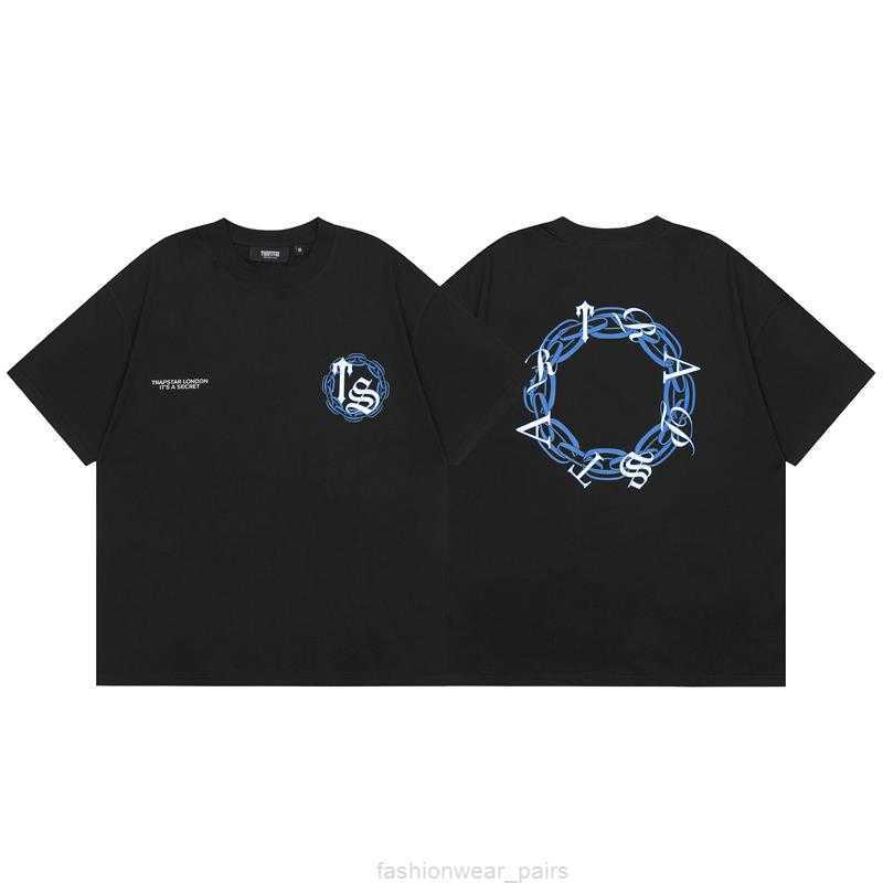 

Designer Fashion Clothing Tees Tsihrts Shirts Trapstar American High Street Small Crowd Trendy Sign Sanskrit Font Printed Short Sleeve Mens Womens Couple Tshirt Su, Black and blue