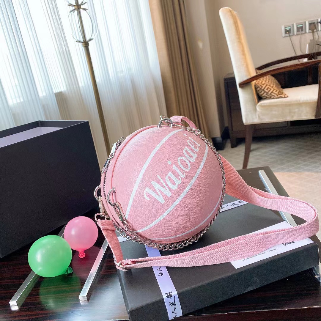 

New Basketball Bag Shipped 20 New Round Bag Show Style Shoulder Bag Crossbody Bag Women's Bag Fashionable and Versatile Size 23cm, Black