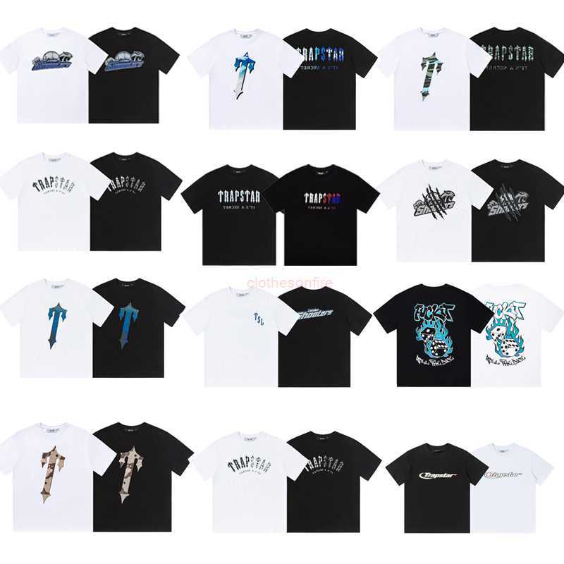 

Designer Fashion Clothing Tees Tsihrts Shirts Trapstar Gradient Printed Short Sleeved Summer Mens Tshirt Mens Loose Cotton Trendy Brand American Casual Ins Rock, 627 white