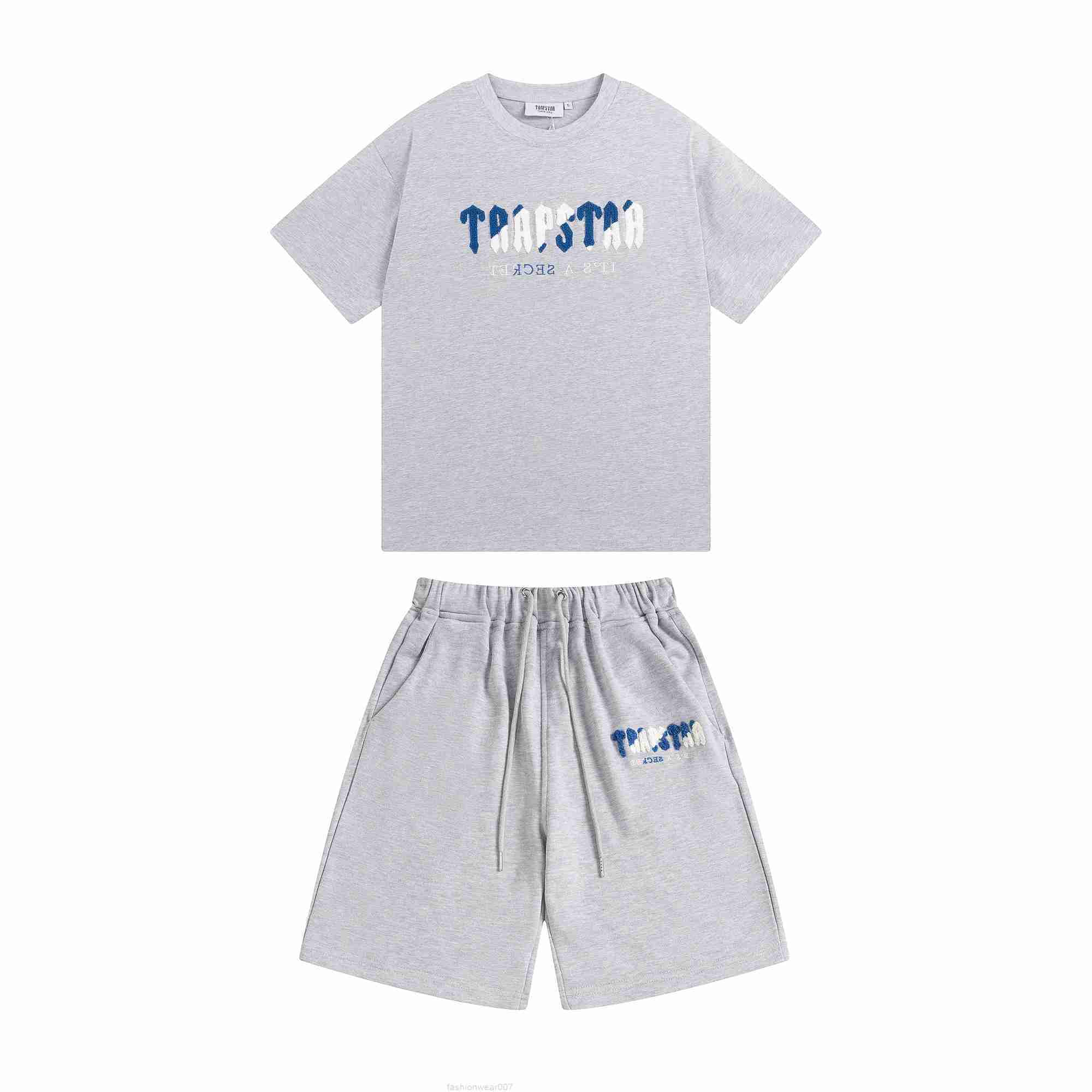 

Designer Fashion Clothing Tees Tsihrts Shirts Trapstar Blue White Towel Embroidery Fashion Brand Loose Relaxed Mens Womens Fashion Short Sleeve Shorts Set for Men R, 631 grey t-shirt