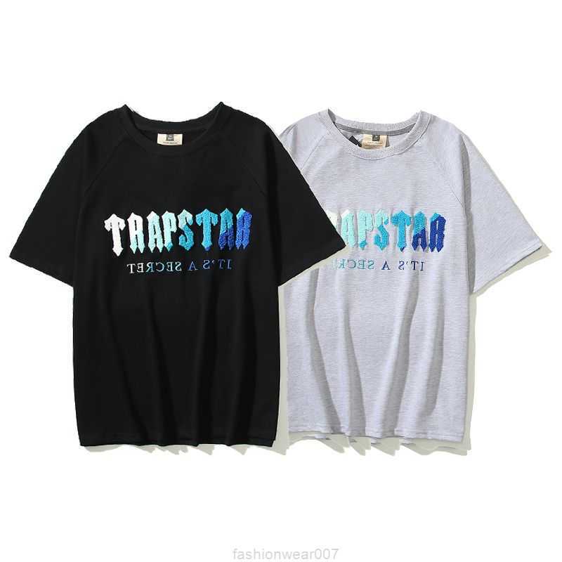 

Designer Fashion Clothing Tees Tsihrts Shirts Brand Trapstar Towel Embroidery Simple Letter Mens Womens Loose Leisure Cotton Short Sleeve Tshirt Rock Hip hop Cotto, Black