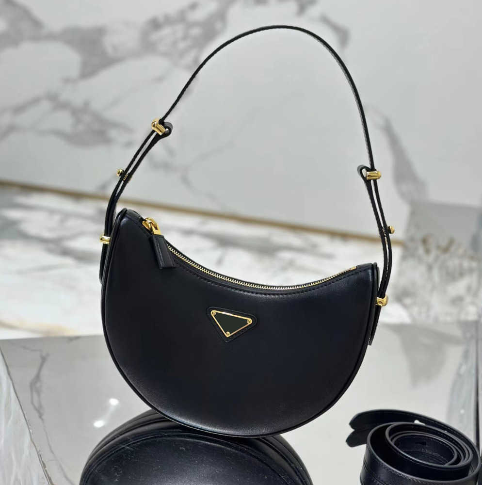 

womens mens prad Hobo evening bag designer triangle handbag shoulder half moon bags Genuine Leather underarm pouch crossbody Luxury jodie tote the row clutchs, Black