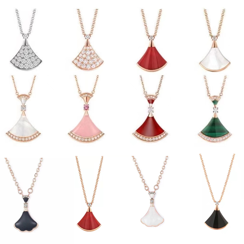 

heart gold love luxury necklace designer necklace jewelry for women charming fan shaped High Quality pendant titanium steel for womens party wedding birthday gift