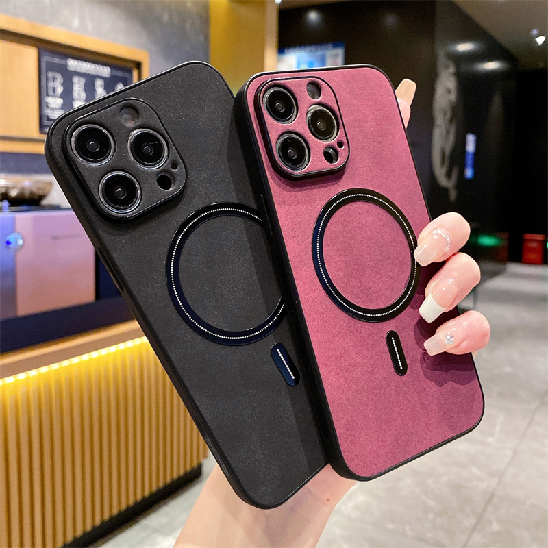 

Luxury Soft Leather Silicone For Magsafe Magnetic Wireless charging Case For iPhone 14 13 12 11 Pro Max X XR XS Max Cover Coque