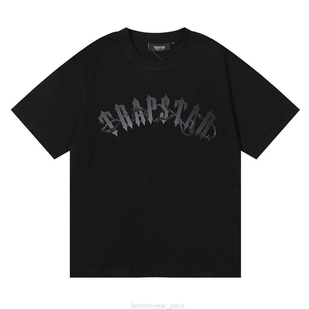 

Designer Fashion Clothing Tees Tsihrts Shirts Trapstar Barbed Wire Arch Tee Dark Letter Print Mens Womens Loose Fashion Brand Short Sleeve Tshirt Rock Hip hop Cotton, Black