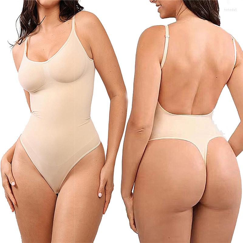 

Women' Shapers Sexy Low Back Shapewear Bodysuit Women Waist Trainer Body Shaper Thong Dupes Shaping Corset Tops And Backless Bra, Black1