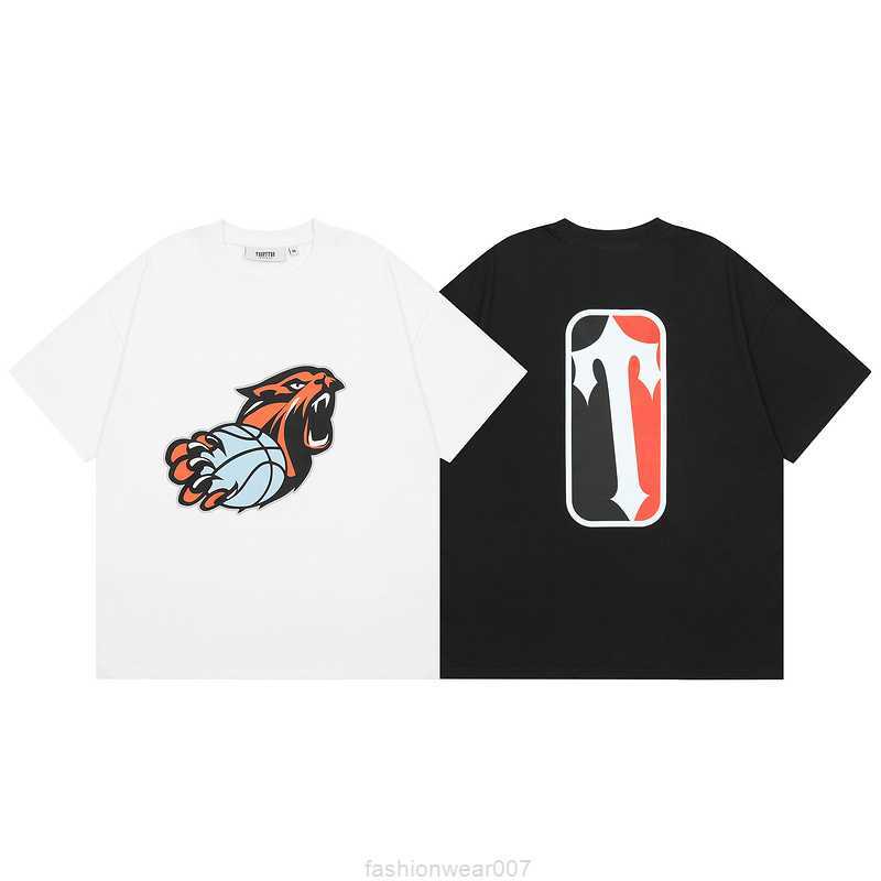 

Designer Fashion Clothing Tees Tsihrts Shirts Small Fashion Trapstar Short Sleeve Leopard Basketball Print Summer High Street Mens Womens Fashion Loose Round Neck, Black