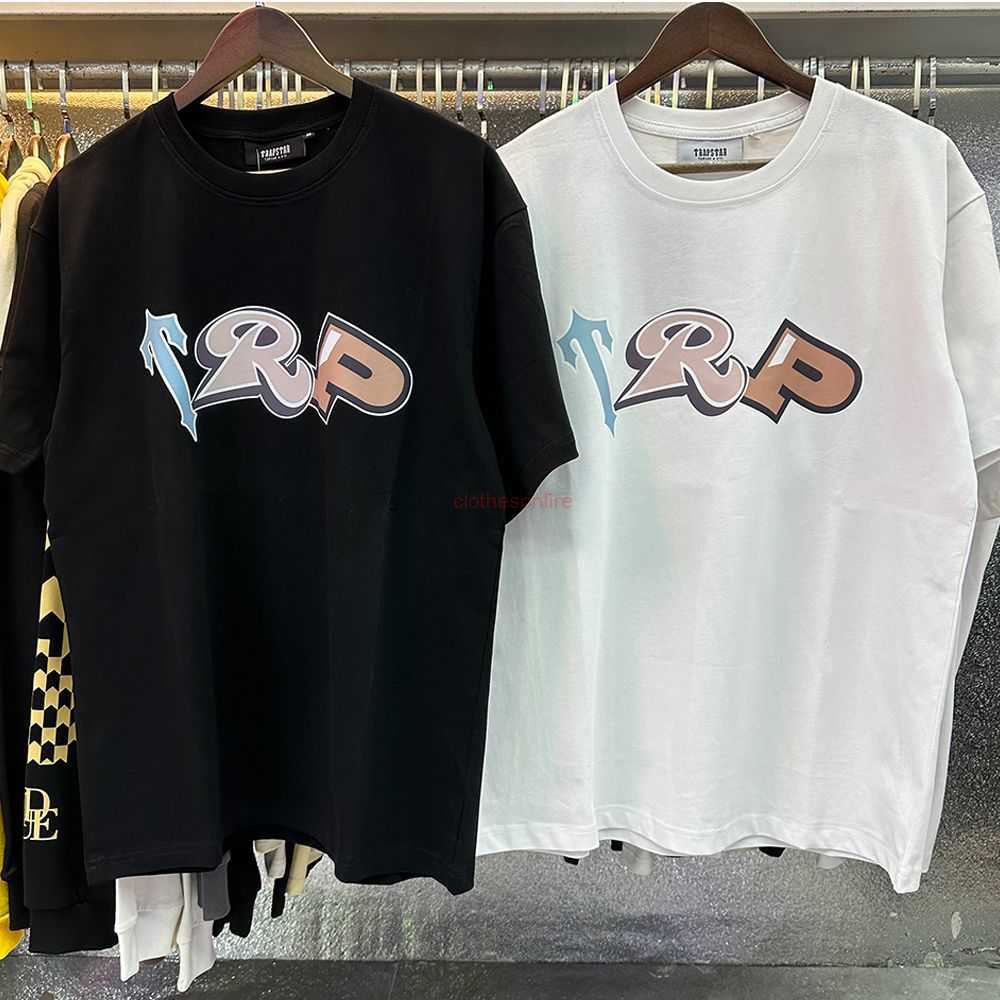 

Designer Fashion Clothing Tees Tsihrts Shirts Trapstar American Wildcard Trp Letter Printing Mens Womens Pure Cotton High Street Loose Casual Short Sleeve Tshirt R, Black
