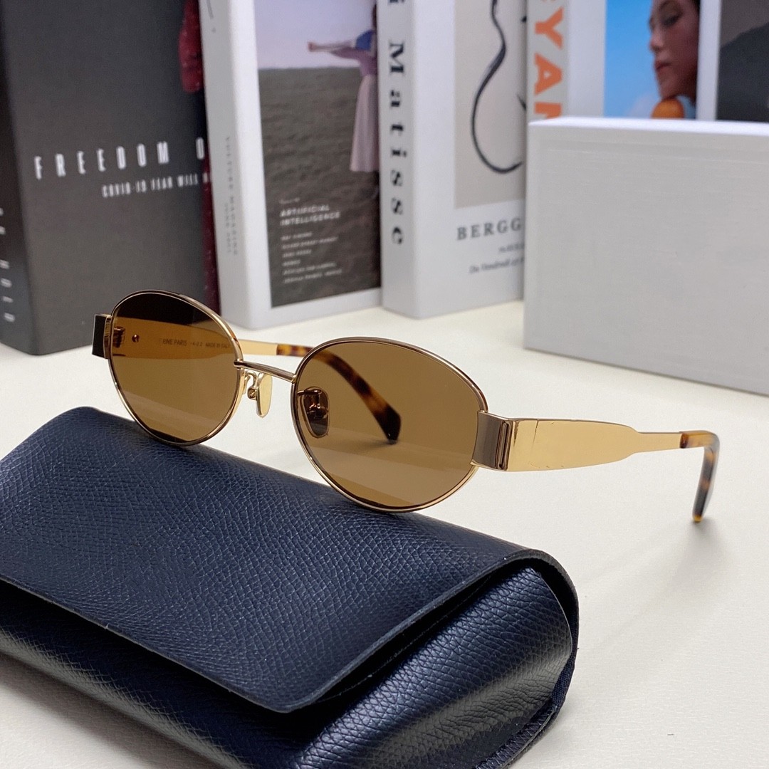 

high quality CL 43235 black sunglasses for women Designer Sunglasses Luxury Retro Oval Sunglasses Metal Women Sunglasses Vintage Sunglasses UV400
