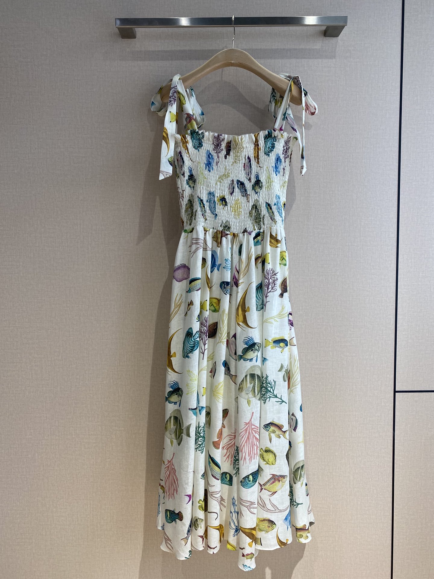 

Casual dresses Australian Designer Dress 2023 New Product Customized Special Linen Fabric Underwater Mobilization Full Body Print Dress, Multi