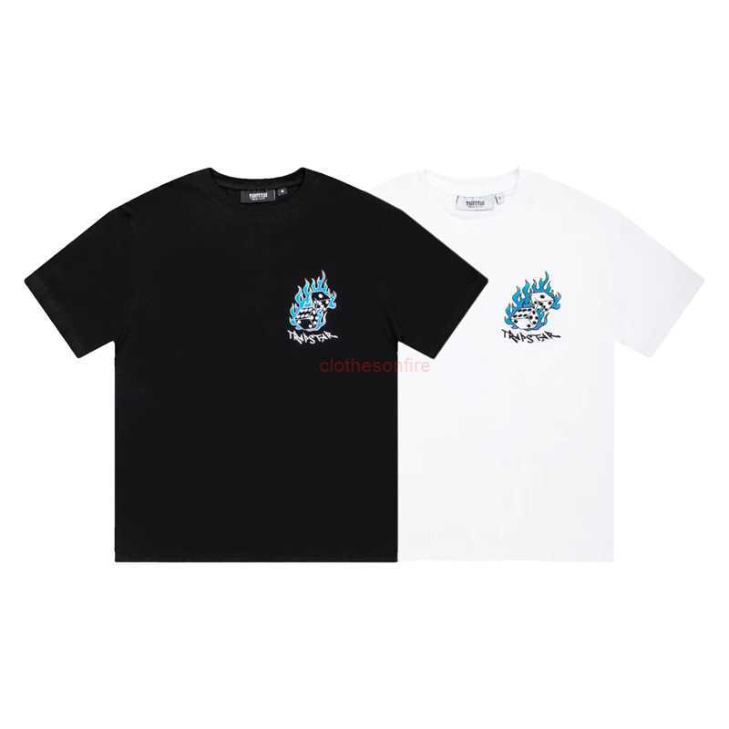 

Designer Fashion Clothing Tees Tsihrts Shirts designertrapstar Flame Dice High Definition Print Niche Trendy High Street Style Mens Womens Short Sleeved Tshirt Ro, Black