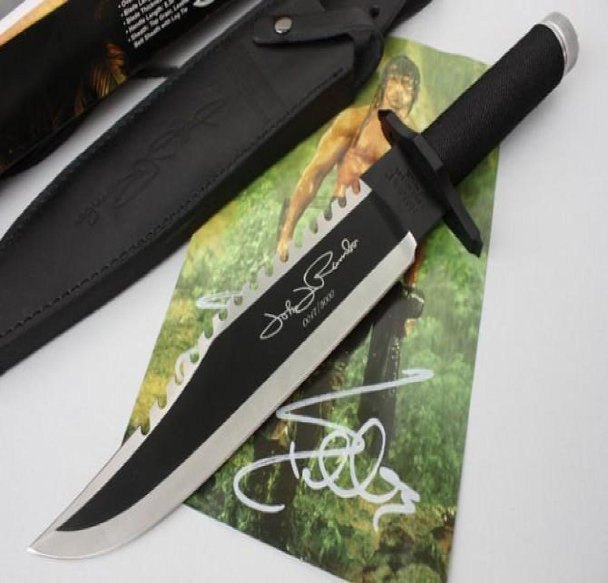 

2020 Rambo First Blood 2 II Signature Autograph Bowie EDITION Licensed SURVIVAL Knife Outdoor Hunting Knife6560205