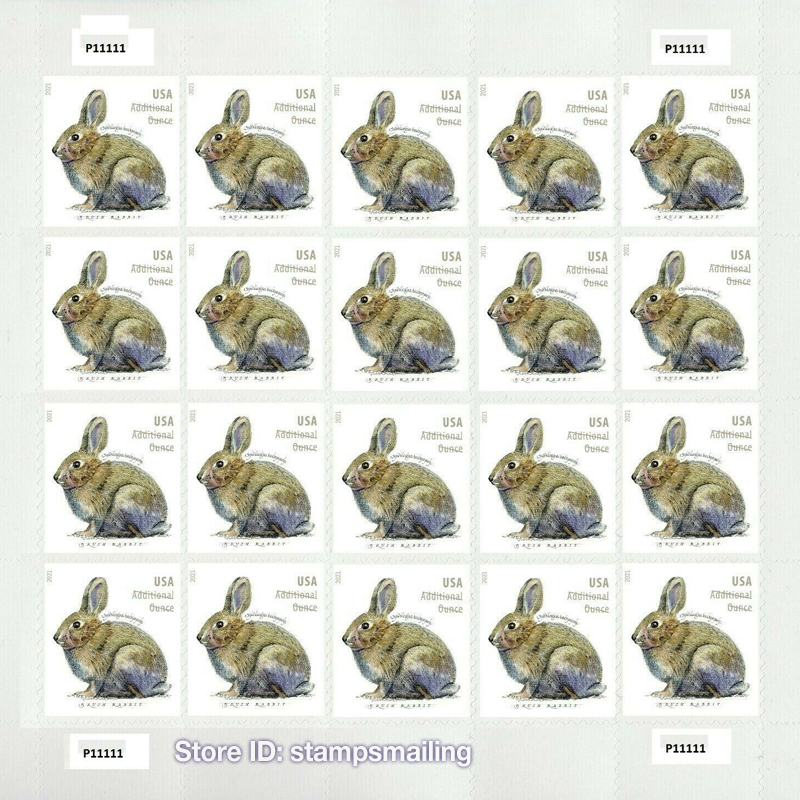 

Brush Rabbit Additional Ounce Stamp Sheet Of 20 Us Postal First Class Wedding Celebration Anniversary Party, Us stamps