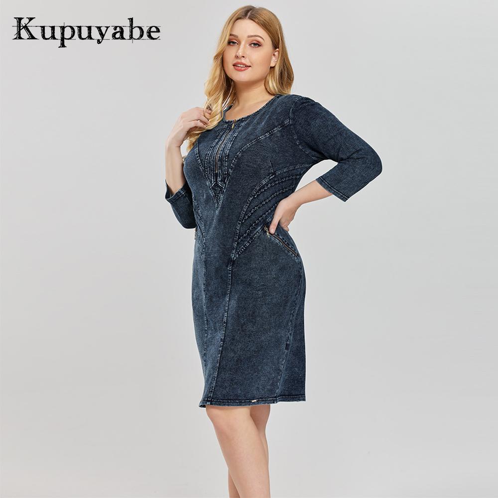 

Dresses Kupuyabe Women's Dress Autumn Cotton Knitted Dress Casual Longsleeved Dress, Blue