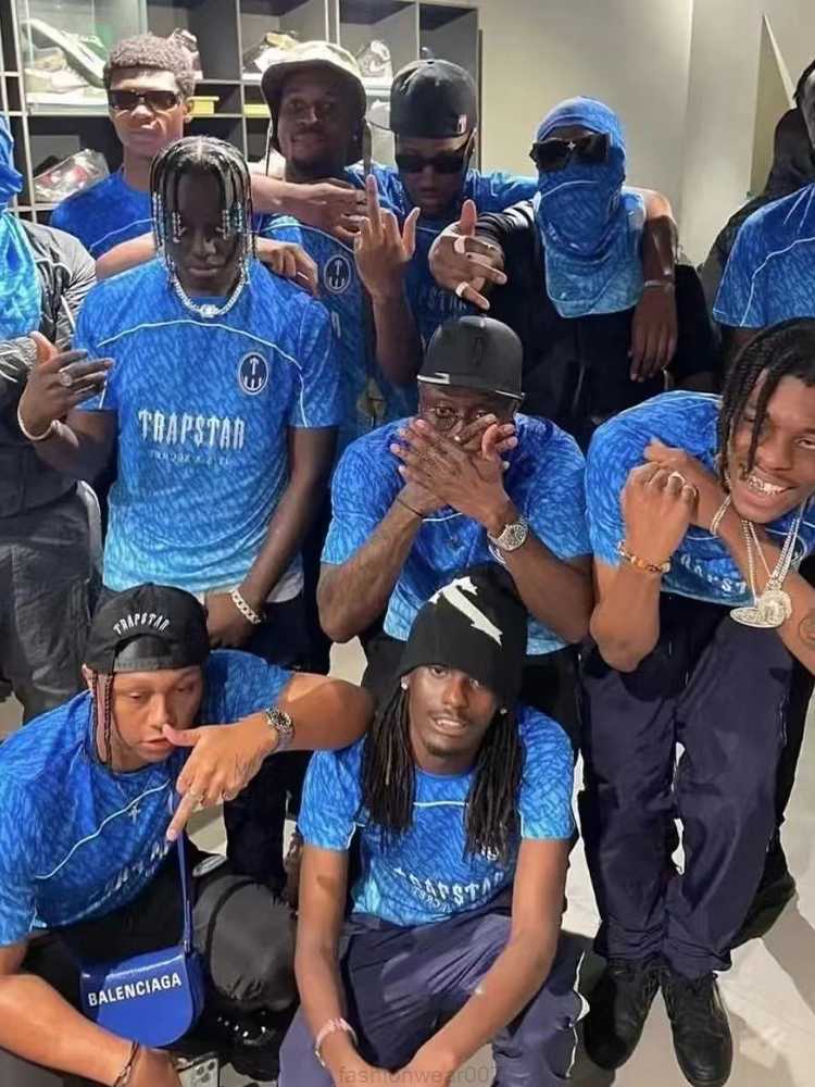 

Designer Fashion Clothing Tees Tsihrts Shirts American Little Popular Brand Trapstar No 22 Football Shirt Mesh Tshirt High Street Loose Sports Casual Short Sleeve S, Blue