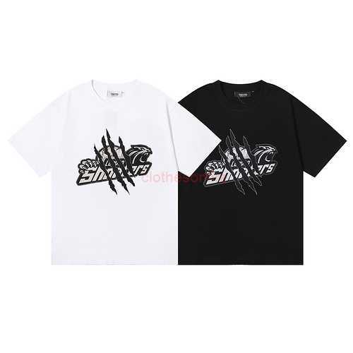 

Designer Fashion Clothing Tees Tsihrts Shirts Trapstar Shooters Claw Scratch Printing High Quality Double Yarn Cotton Short Sleeve Tshirt for Men Women Rock Hip hop, Black