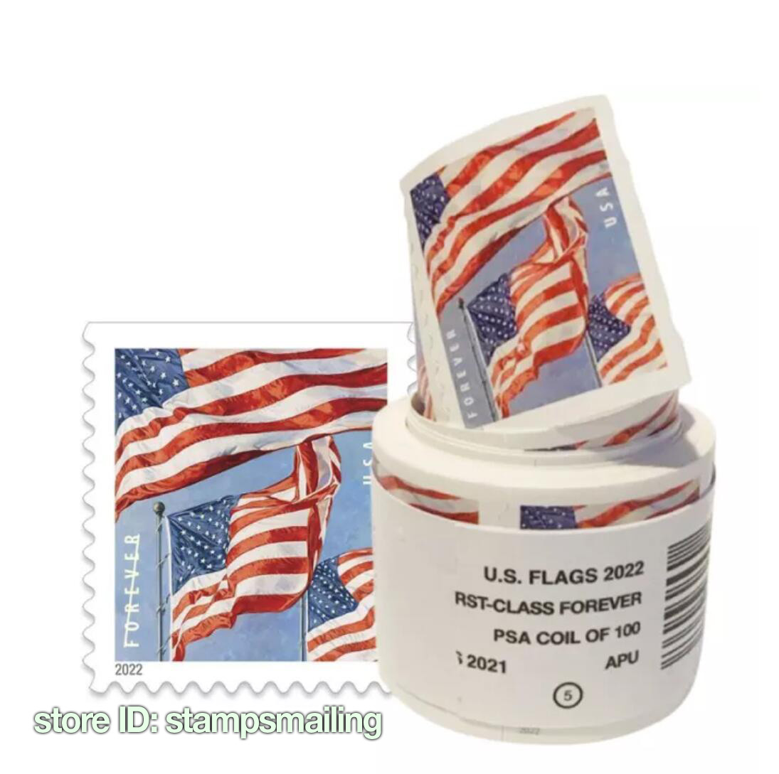 

US Flag 1 Coil For Envelopes Letters Postcards Postage Office Mail Supplies Collection Valentines Graduation Announcement, Us stamps