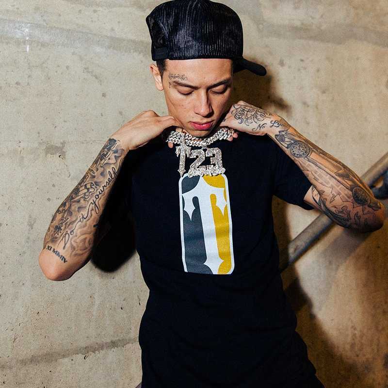 

Designer Fashion Clothing Tees Tsihrts Shirts Trapstar American Street Fashion Brand Oblique Print Short Sleeve Summer Loose Casual Trend Mens Womens Tshirt Rock H, Black
