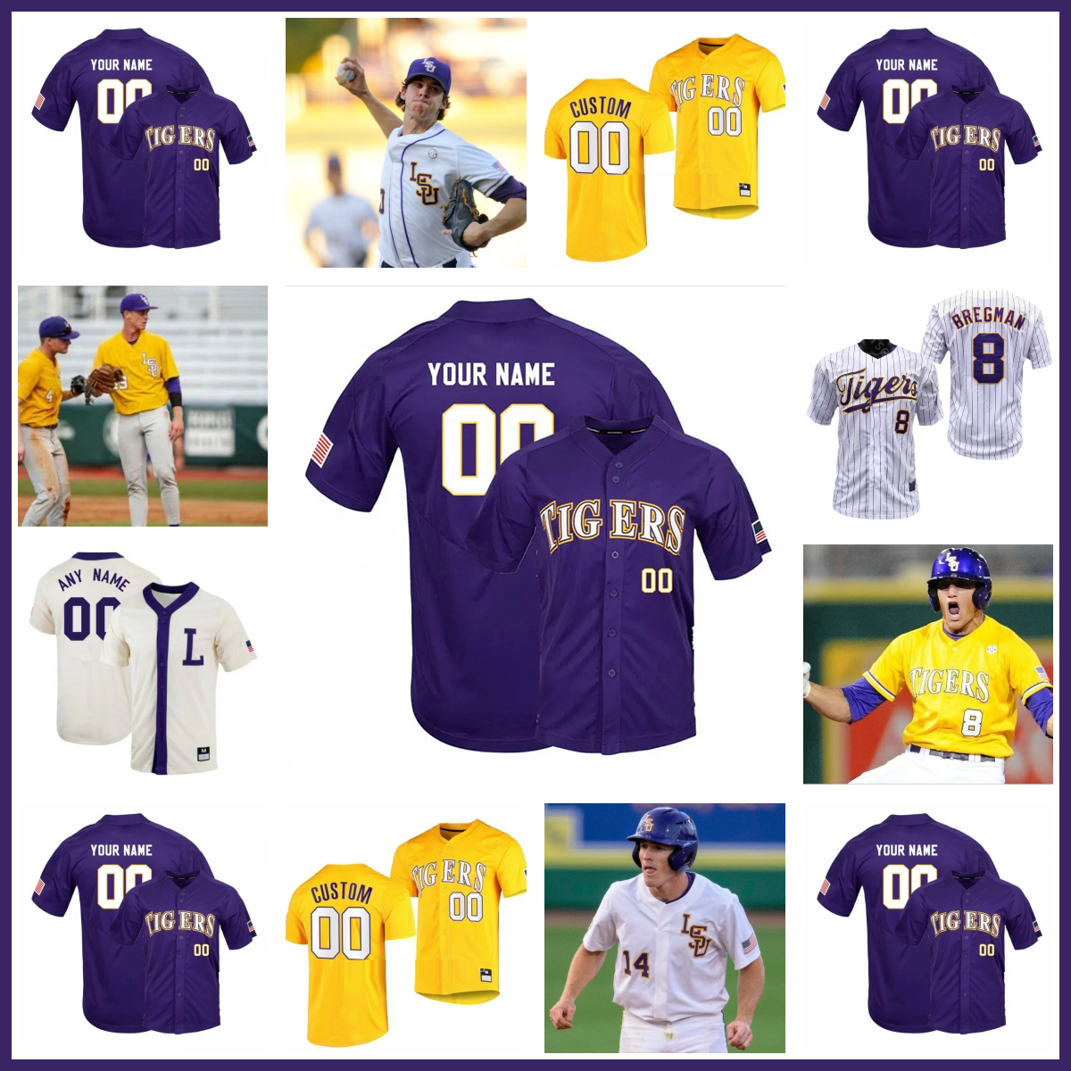 

Dylan Crews LSU Tigers Baseball Jersey 8 Alex Bregman 23 Jake Fraley 4 Josh Smith 24 Cade Beloso 22 Brock Mathis 38 Zack Hess 17 DJ LeMahieu Stitched LSU Tigers Jerseys, 10