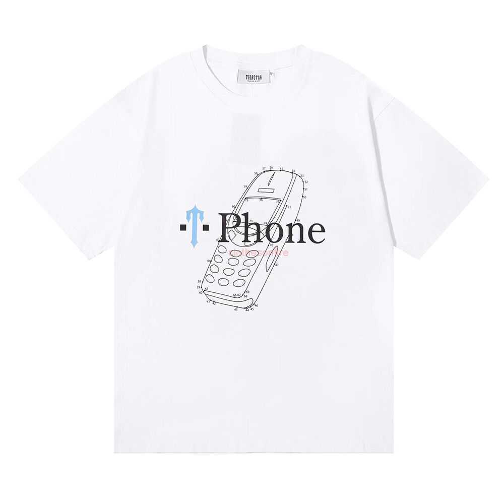 

Designer Fashion Clothing Tees Tsihrts Shirts Trendy Trapstar London t Phone Big Brother Dotted Print Pure Cotton Double Yarn Short Sleeve Tshirt for Men Women Rock H, White
