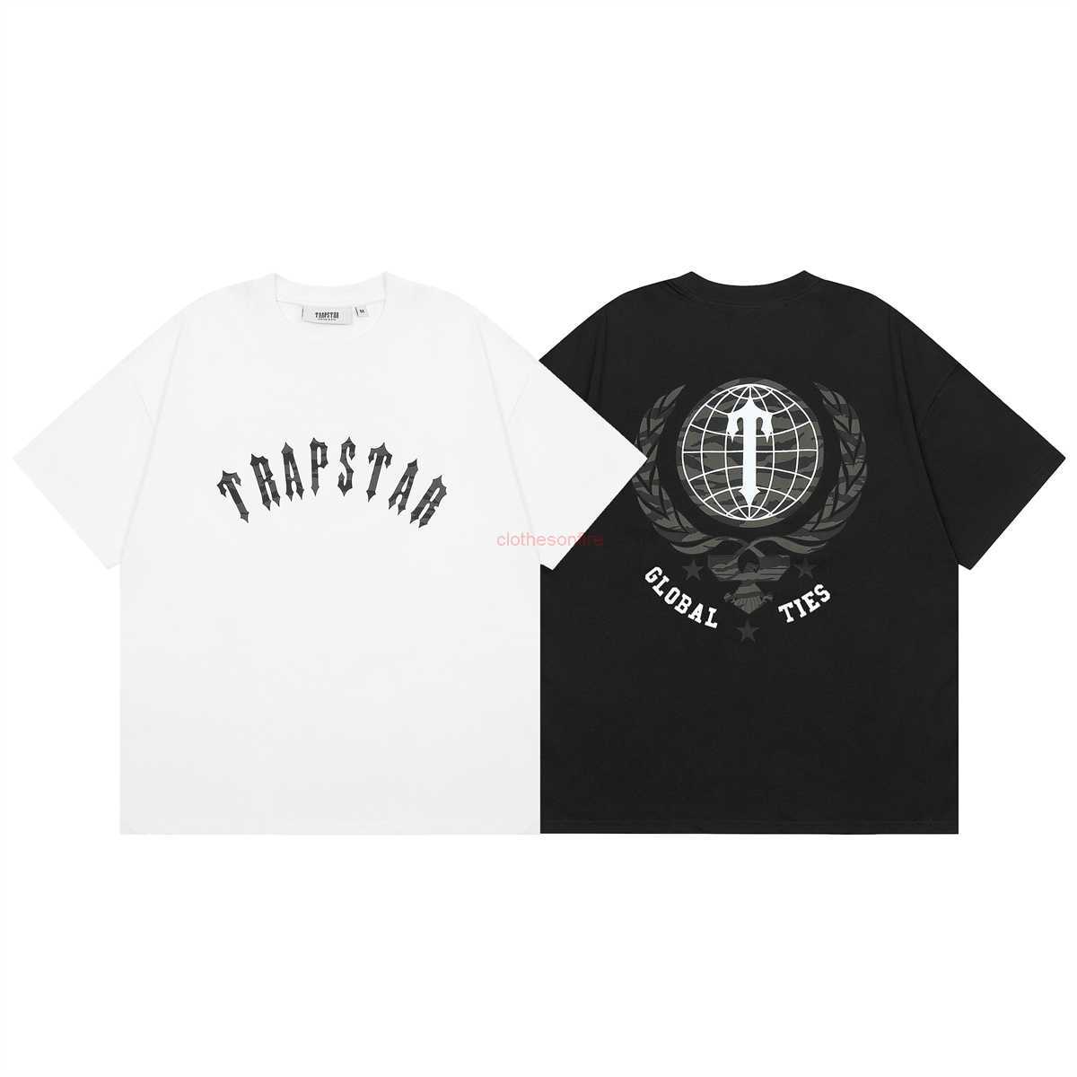 

Designer Fashion Clothing Tees Tsihrts Shirts Trapstar 2023 Summer Fashion Brand Mens Loose Os Letter Printing Short Sleeve American Street Cotton Tshirt Fashion R, Black