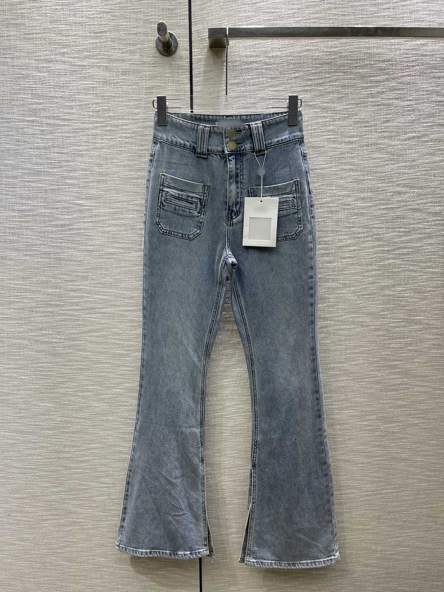 

Designer Jeans 2023 New Autumn Winter Fashion Panelled Flare Pants Brand Same Style Pants Luxury Women' Clothing 0618-6, Blue