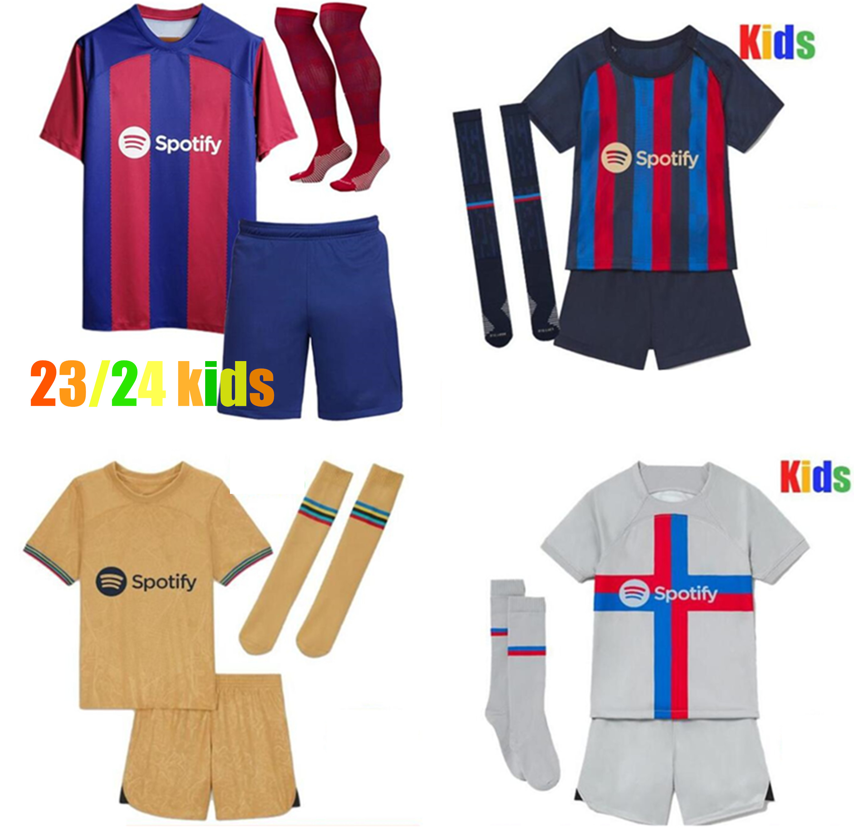 

kids 2023 Barcelona soccer jerseys BARCA boys camiseta de futbol LEWANDOWSKI PEDRI ANSU FATI DEST GAVI ADAMA 22/23/24 NEW Barcelona Football shirt kids kit top Jerseys, 23 24 home kids no socks