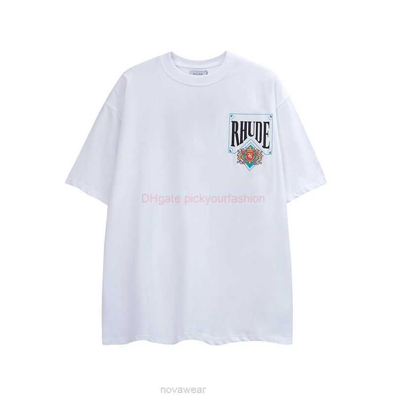 

Designer Fashion Clothing Tees Tshirt Rhude American High Street Couple Playing Card Letter Print Loose Sleeve Versatile Short Sleeve Tshirt Trendy Summer Cotton S, Black