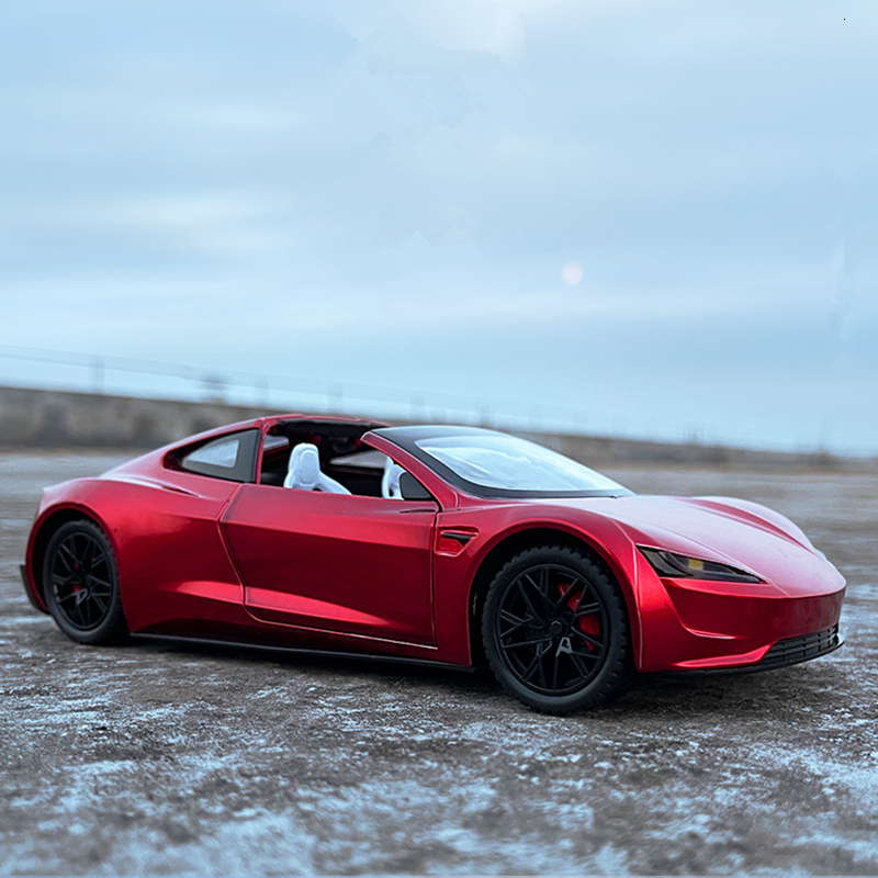 

Diecast Model car 1 24 Tesla Roadster Alloy Sports Car Model Diecasts Metal Toy Vehicles Car Model Simulation Sound and Light Collection Kids Gift 230617