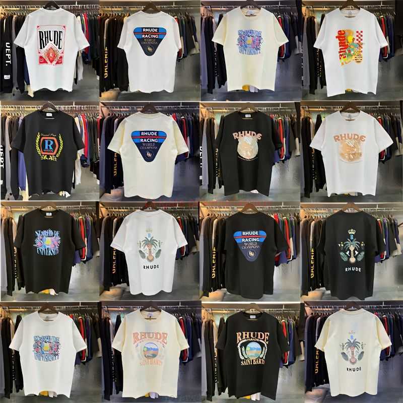 

Designer Fashion Clothing Tees Tshirt American High Street Niche Trendy Rhude 23ss Summer New Loose Fitting Pure Cotton Men Womens Round Neck Short Sleeved Tshirt Fo, 5035 white