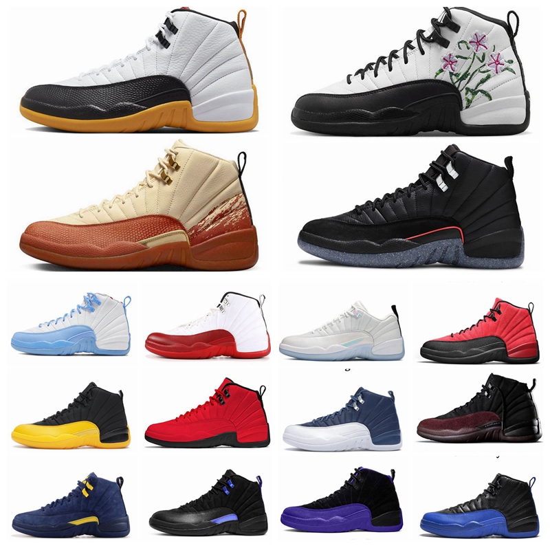 

Mens Basketball Shoes JUMPMAN 12 12s Twist White FIBA Hyper Royal University Blue Gold taxi white Dark Concord Flu Game Utility Roy Trainers, 30