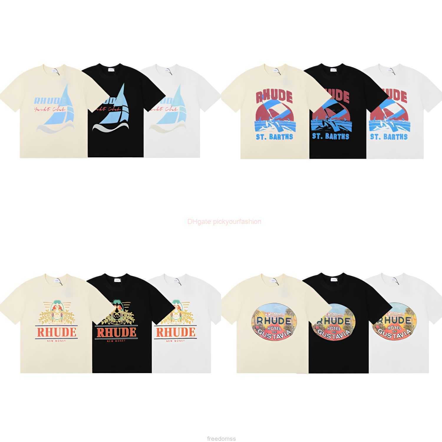 

Designer Fashion Clothing Tees Tshirt 2023 Summer New Fashion Rhude High Quality Cotton Double Yarn Fabric Printed Short Sleeve Tshirt Cotton Streetwear Tops Casua, 5068 black