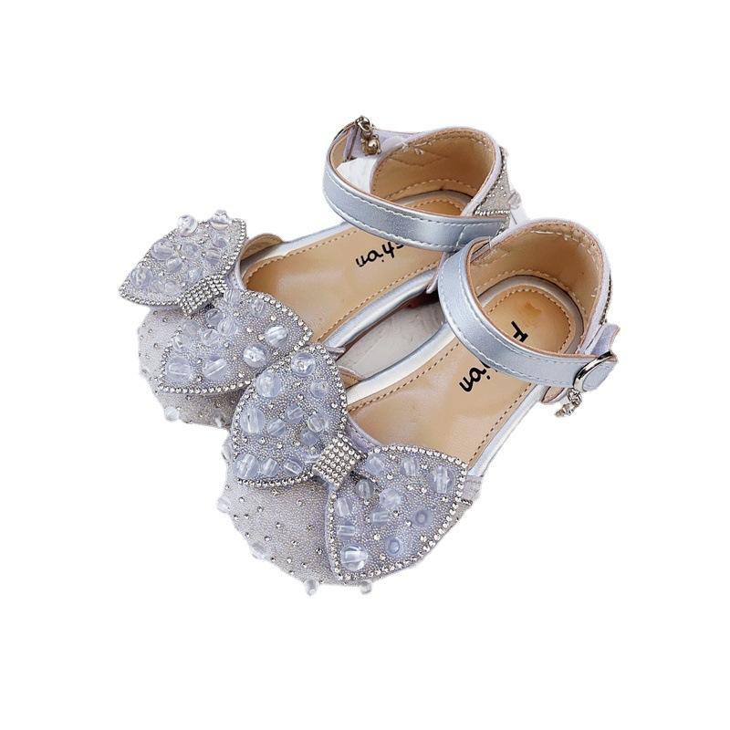 

Sandals Baby Shoes Toddler Footwear Children Girls Toe Wind Bowknot Diamond Princess Summer Beach F12797, C2