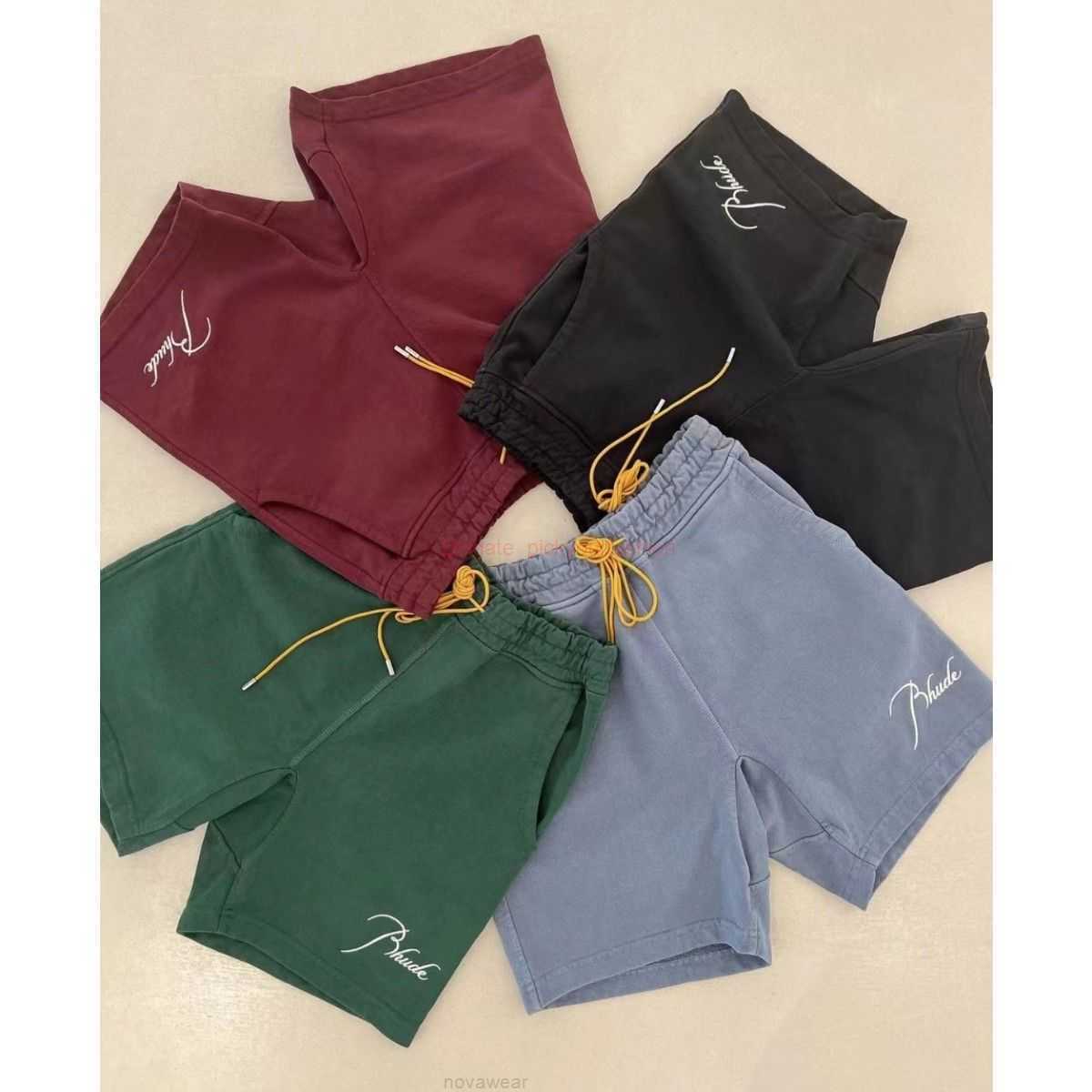 

Designer Short Fashion Casual Clothing Beach shorts K787 Rhude Springsummer Embroidered High Street Fashion Mens Womens Blue Green Black Drawstring Sports Shorts, Light blue / k787