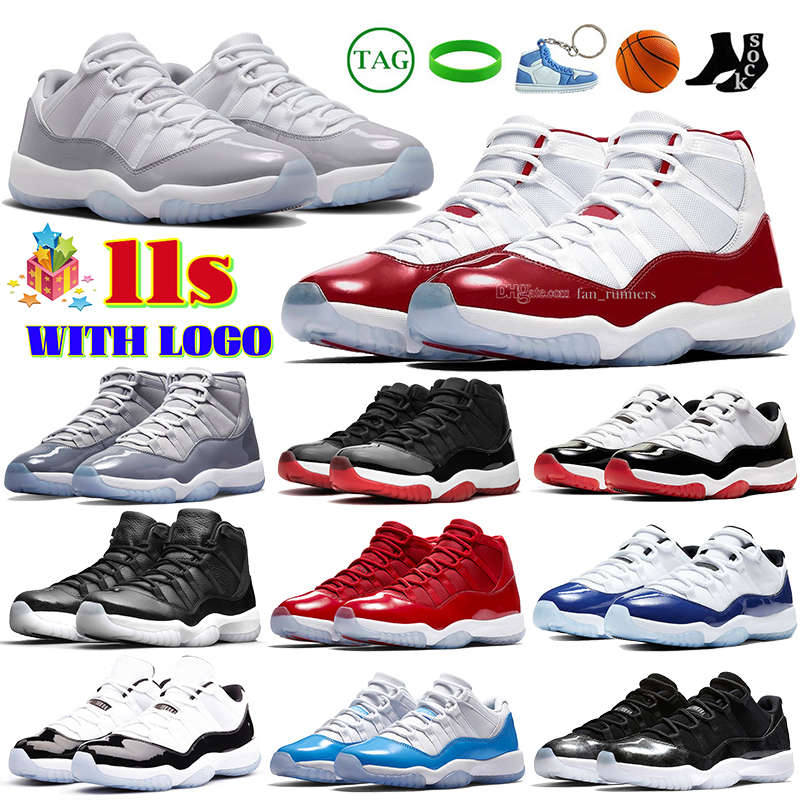 Jumpman 11 Chaussures de basket rétro 11s Cherry Cool Grey Midnight Navy DMP Jubilee 25e anniversaire Concord Bred Low Cement Grey hommes femmes