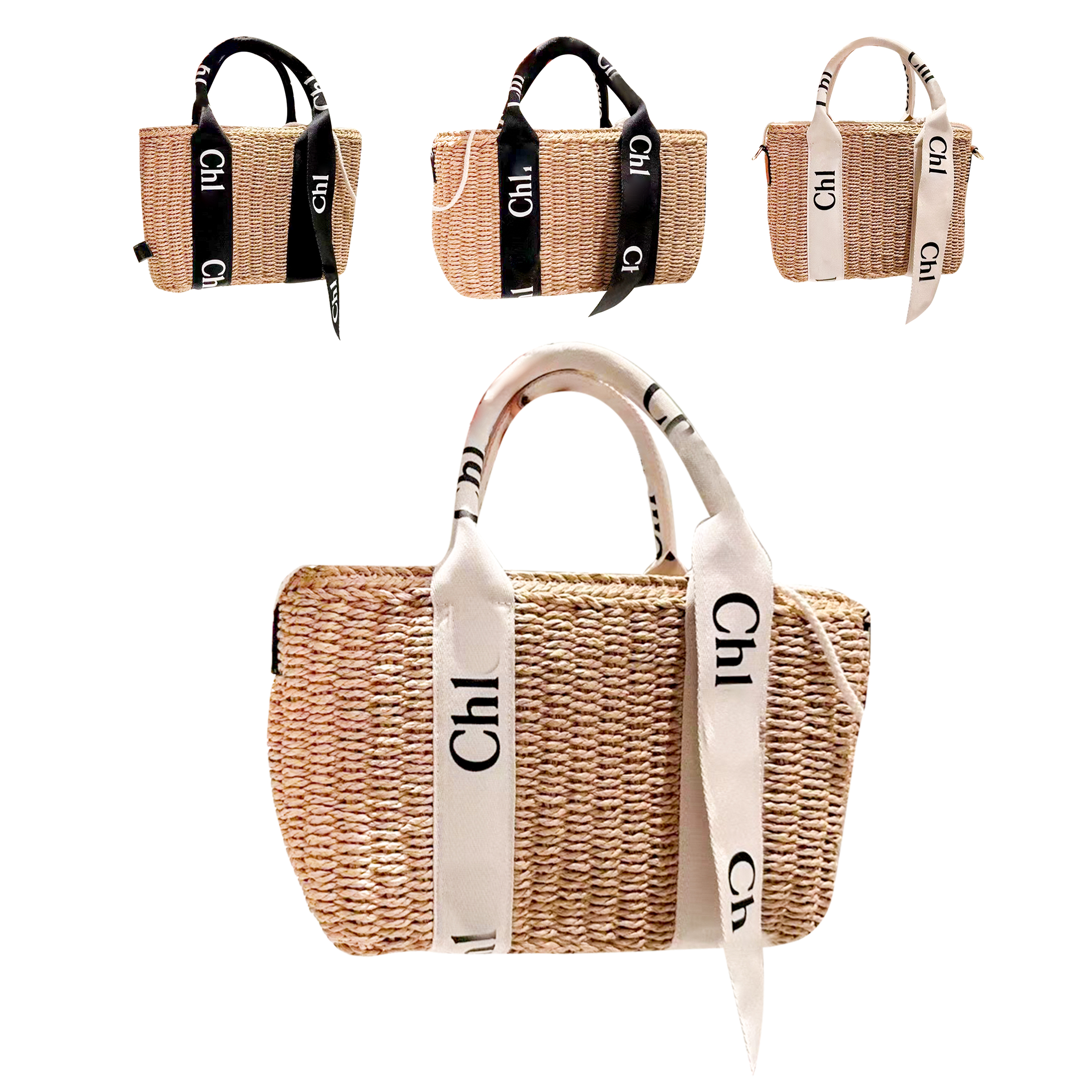 

mirror quality woody Straw weave Raffias Beach Bag luxurys Cross Body Womens Totes Designer gym Clutch Bags handbag mens fashion leather Wallets Beach Shoulder Bags, Black