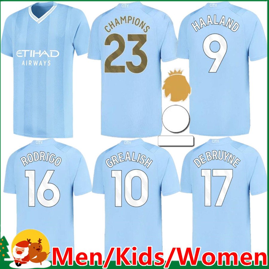 

23 24 HAALAND soccer jerseys DE BRUYNE PHILLIPS MANS CITIES GREALISH STERLING MAHREZ FODEN Manchesters 2023 2024 football shirt Men women / kids kit, 22/23 home
