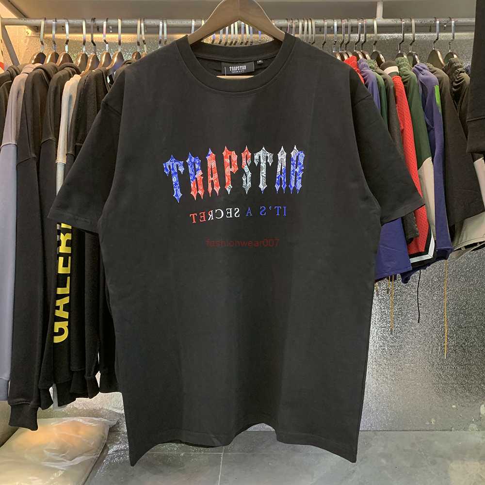 

Designer Fashion Clothing Tees Tsihrts Shirts Trapstar Cashew Flower Letter Printing Tshirt High Street Fashion Loose Casual Couple Pure Cotton Short Sleeve Su 23, Black