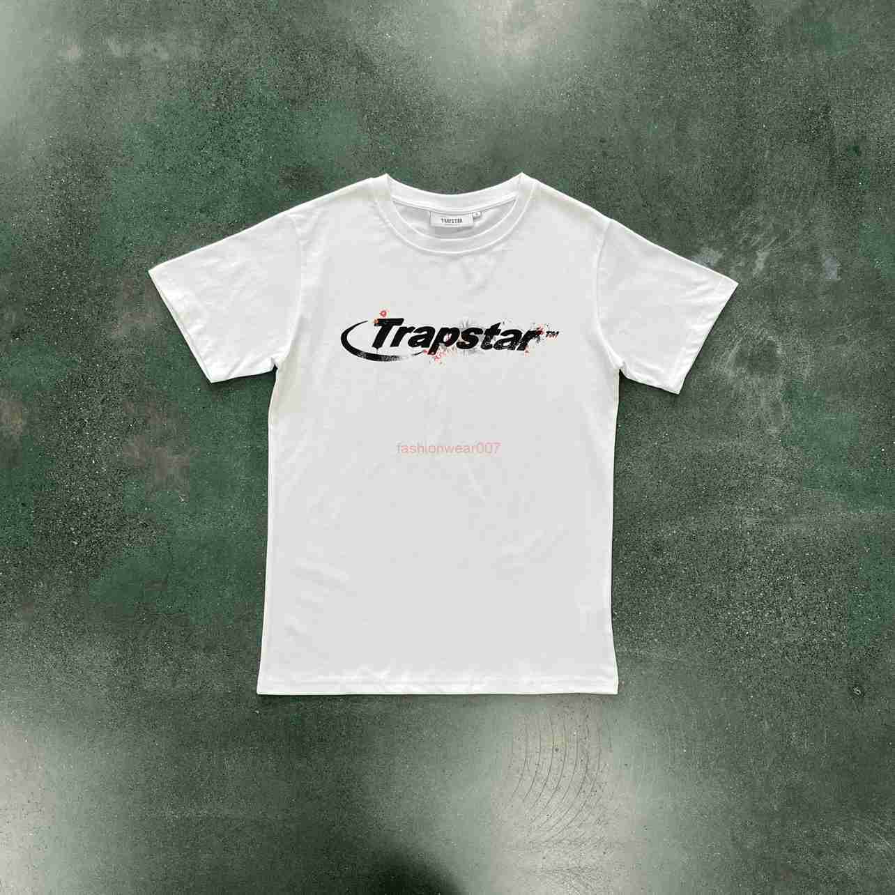 

Designer Fashion Clothing Tees Tsihrts Shirts Homegrown Brand Trapstar Short Sleeved Graffiti Letter Tshirt with Tight Versatile American Style Rock Hip hop Cotto, White