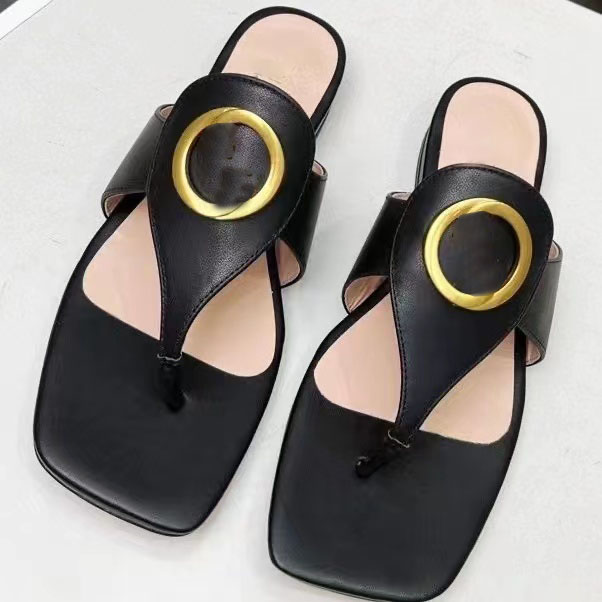 

Designer sandals ladies slippers summer flat leather shoes fashion beach women luxury slippers letter drag Size 36-42, Designer sandals 4