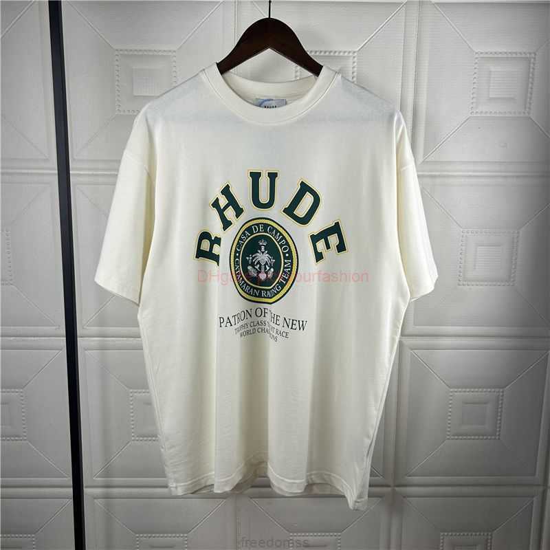 

Designer Fashion Clothing Tees Tshirt Rhude Street Trend Letter Print Rhuigi Manager Upper Body Short Sleeve Tshirt Mens Summer Cotton Streetwear Tops Casual Sport, Apricot