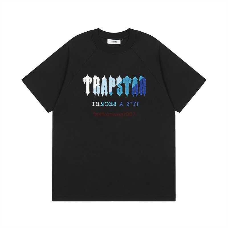 

Designer Fashion Clothing Tees Tsihrts Shirts Trendy Brand Trapstar Blue White Gradient Towel Embroidery Tshirt Mens Short Sleeve Pure Cotton Loose Casual Couple S, Black white blue gradient towel