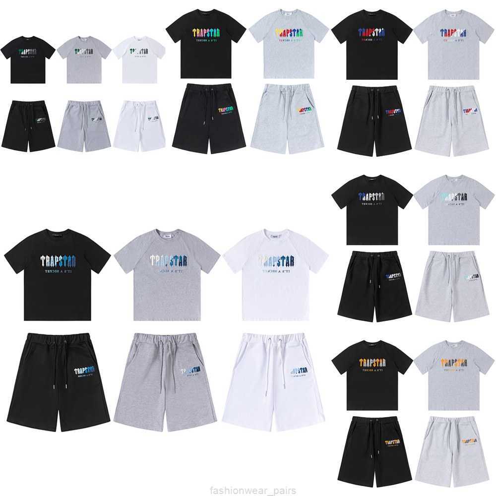 

Designer Fashion Clothing Mens Tracksuits Tees Tshirts Shirts Shorts American Trendy Brand Trapstar Blue White Gradient Towel Embroidered Short Sleeved Shorts Lo, Shipping fee