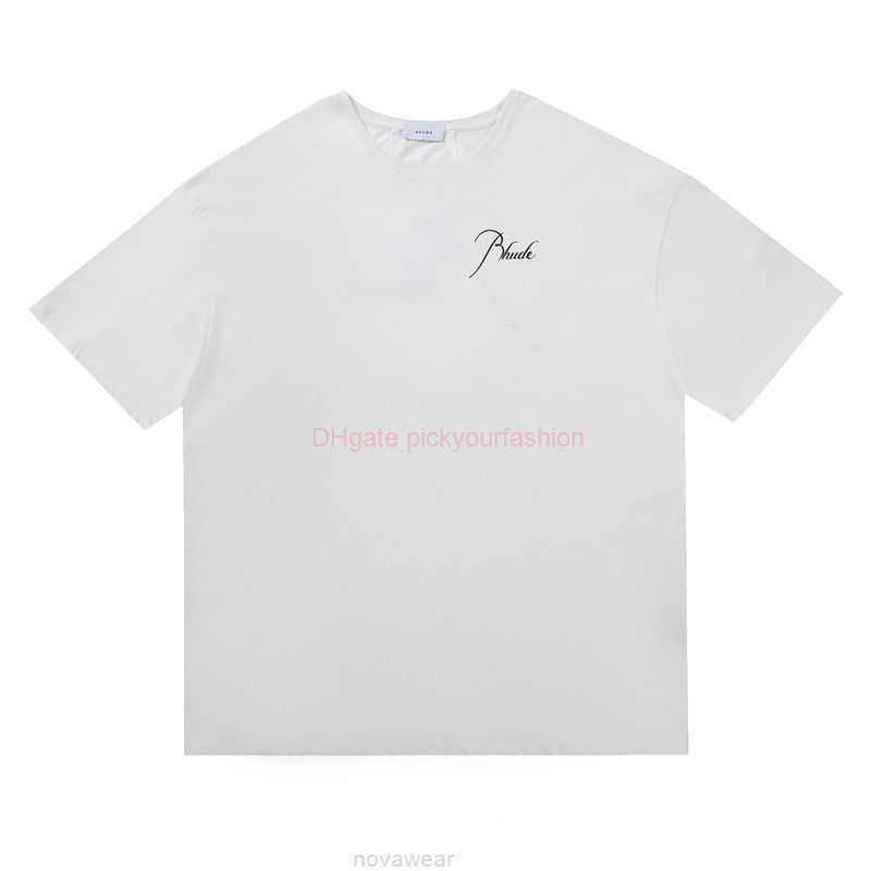 

Designer Fashion Clothing Tees Tshirt Rhude 22ss New Solid Letter Printing Brand High Street Loose Mens Womens Short Sleeve Tshirt Cotton Streetwear Tops Casual Spo, White