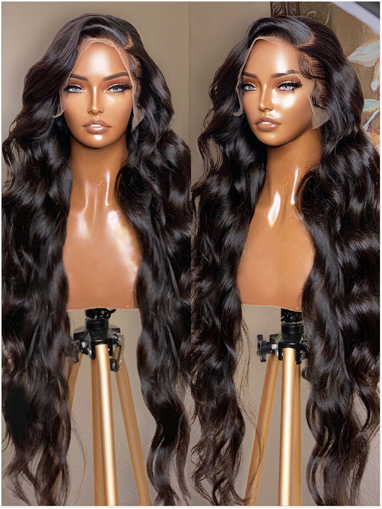 

Glueless Human Hair Preplucked Wig Ready To Wear Transparent Lace Front Body Wave Lace Wig for Women Natural Hairline Pre-Cut, Natural color