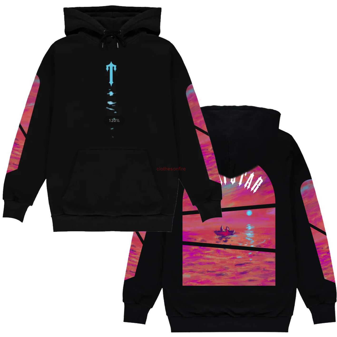 

Designer Clothing Mens Sweatshirts Fashion Streetwear Trapstar Sweater Trap Star Street Brand Trend Couple Hoodie Sunset Beach Art Sweater Pullover jacket Jumper, Shipping fee