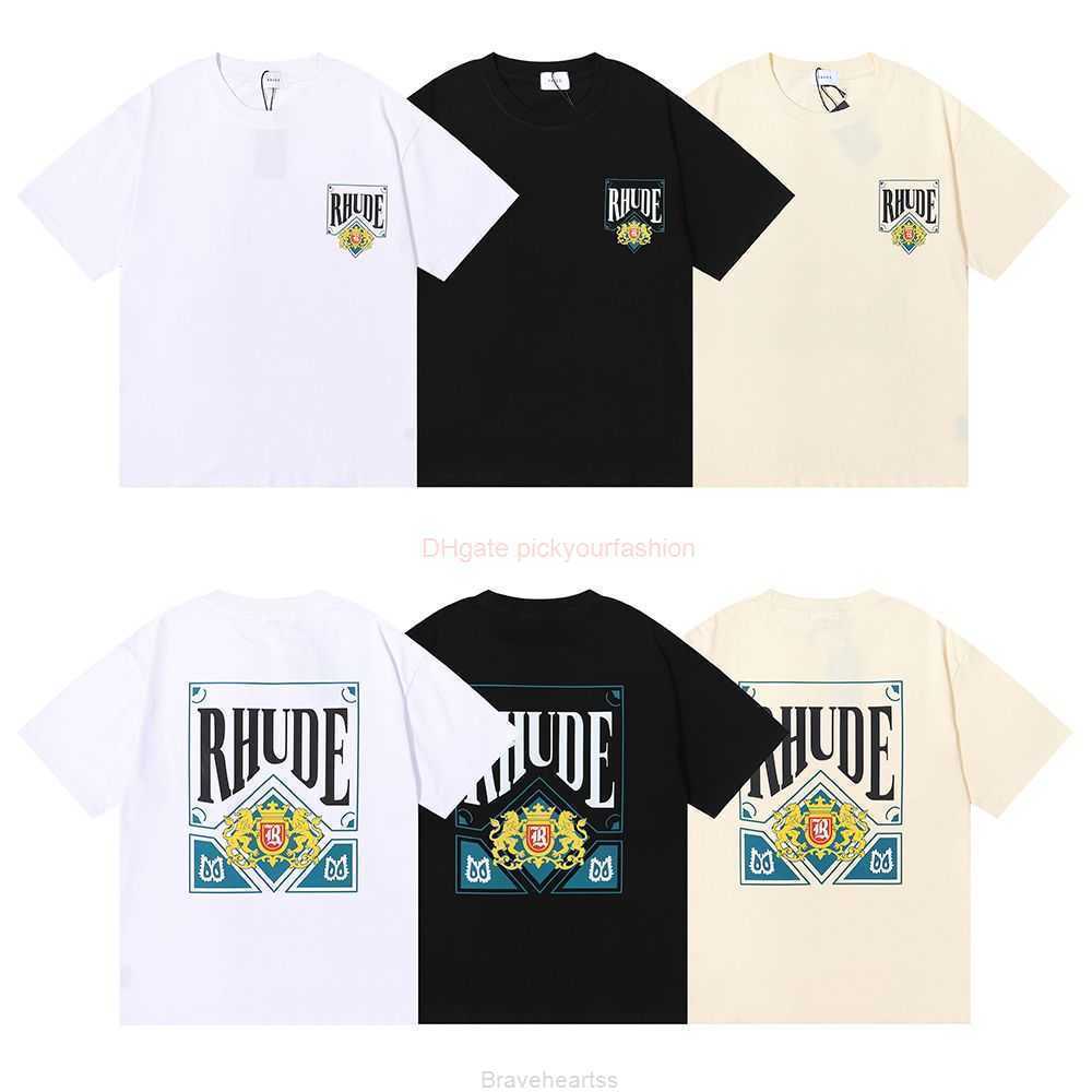 

Designer Fashion Clothing Tees Tshirt 2022ss American Fashion Rhude Card Playing Card Printing High Quality Double Yarn Cotton Short Sleeve Tshirt Men Women Cotton, White 5025
